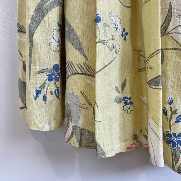 Vintage 80s Patrizia’s Mondi Yellow Floral Bermuda 18 Linen Germany Lagenlook - Picture 14 of 15